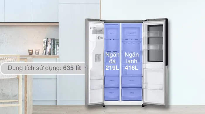 Ngăn lạnh Tủ Lạnh LG Inverter 635 Lít Side by Side GR-G257SV